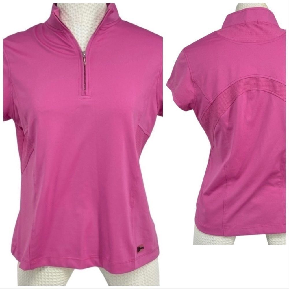 Swing pink tennis golf zip collar short sleeve
